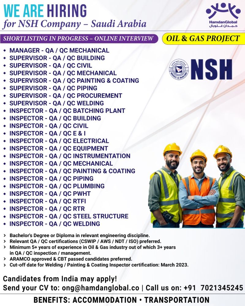 Urgent Hiring for Saudi Arabia