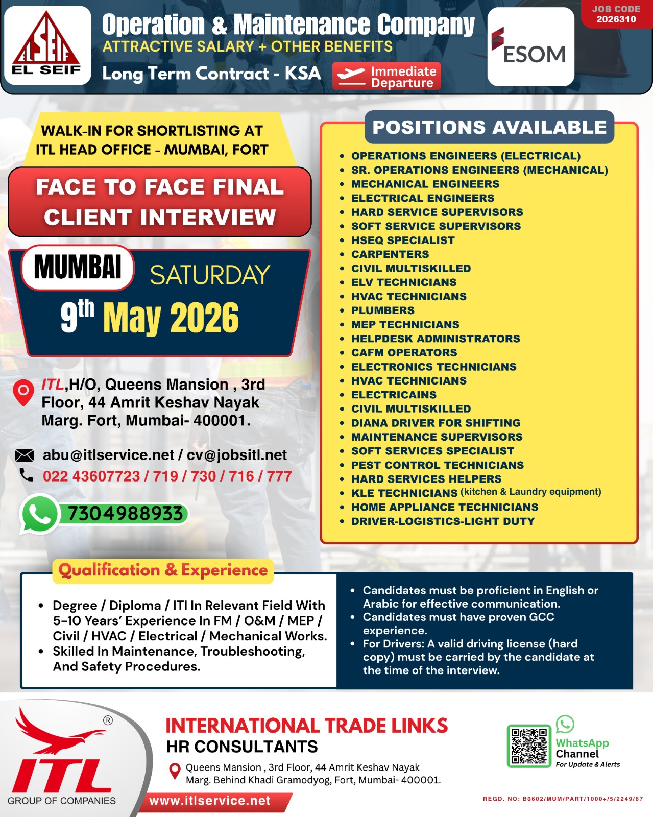 Urgent Hiring for Saudi Arabia