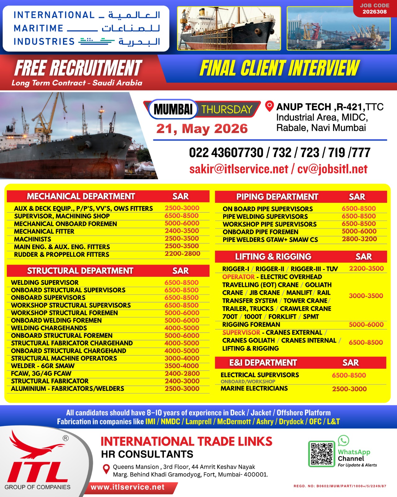 Urgent Hiring for Saudi Arabia