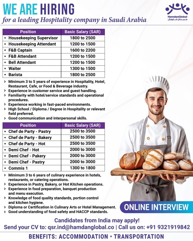 Urgent Hiring for Saudi Arabia