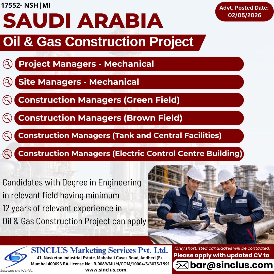 Urgent Hiring for Saudi Arabia