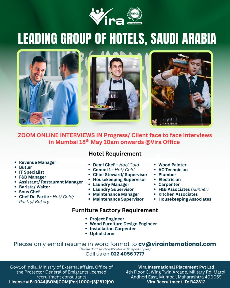 Urgent Hiring for Saudi Arabia