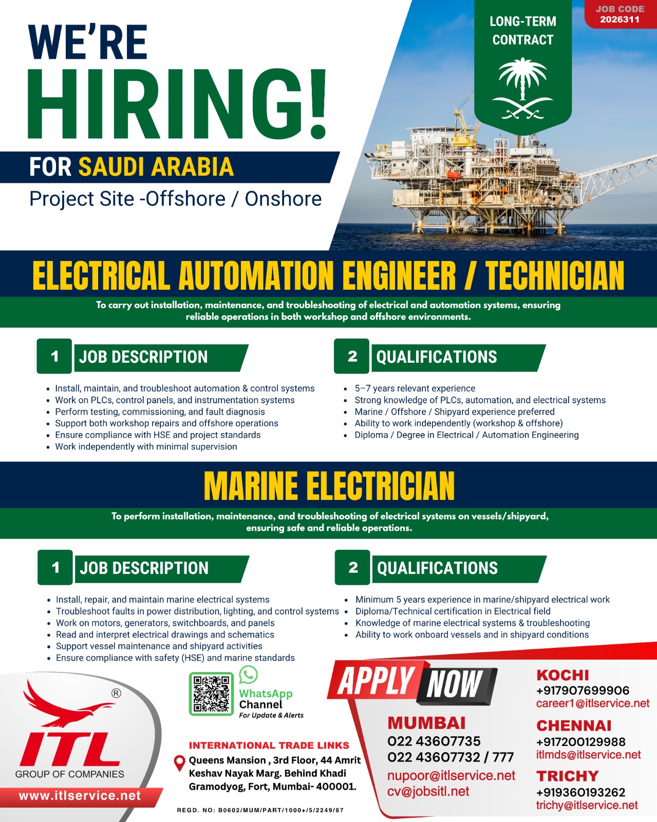 Urgent Hiring for Saudi Arabia