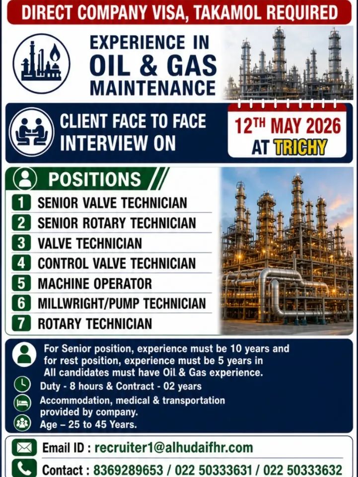 Urgent Hiring for Saudi Arabia