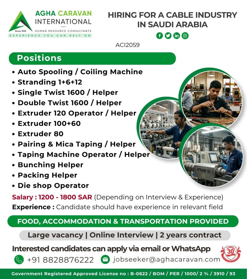 Urgent Hiring for Saudi Arabia