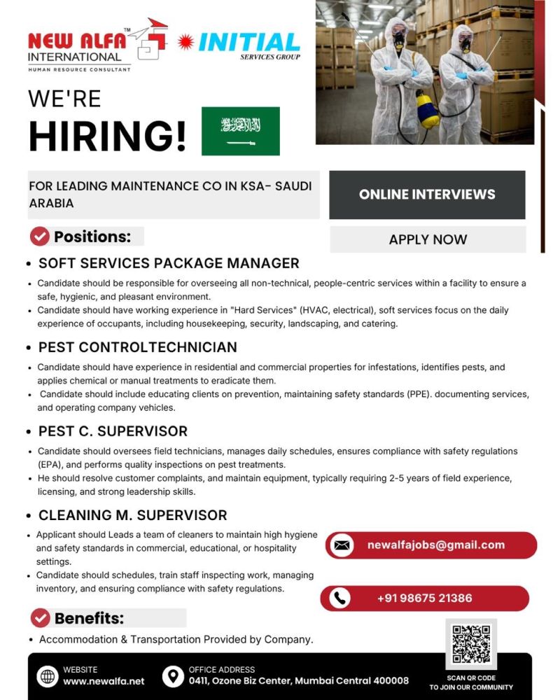 Urgent Hiring for Saudi Arabia