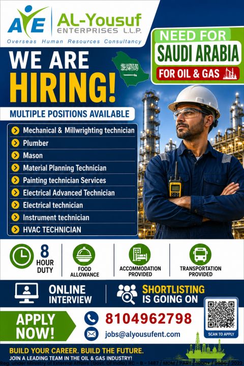 Urgent Hiring for Saudi Arabia