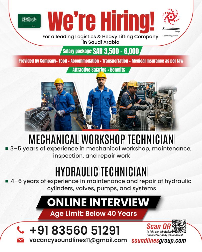Urgent Hiring for Saudi Arabia