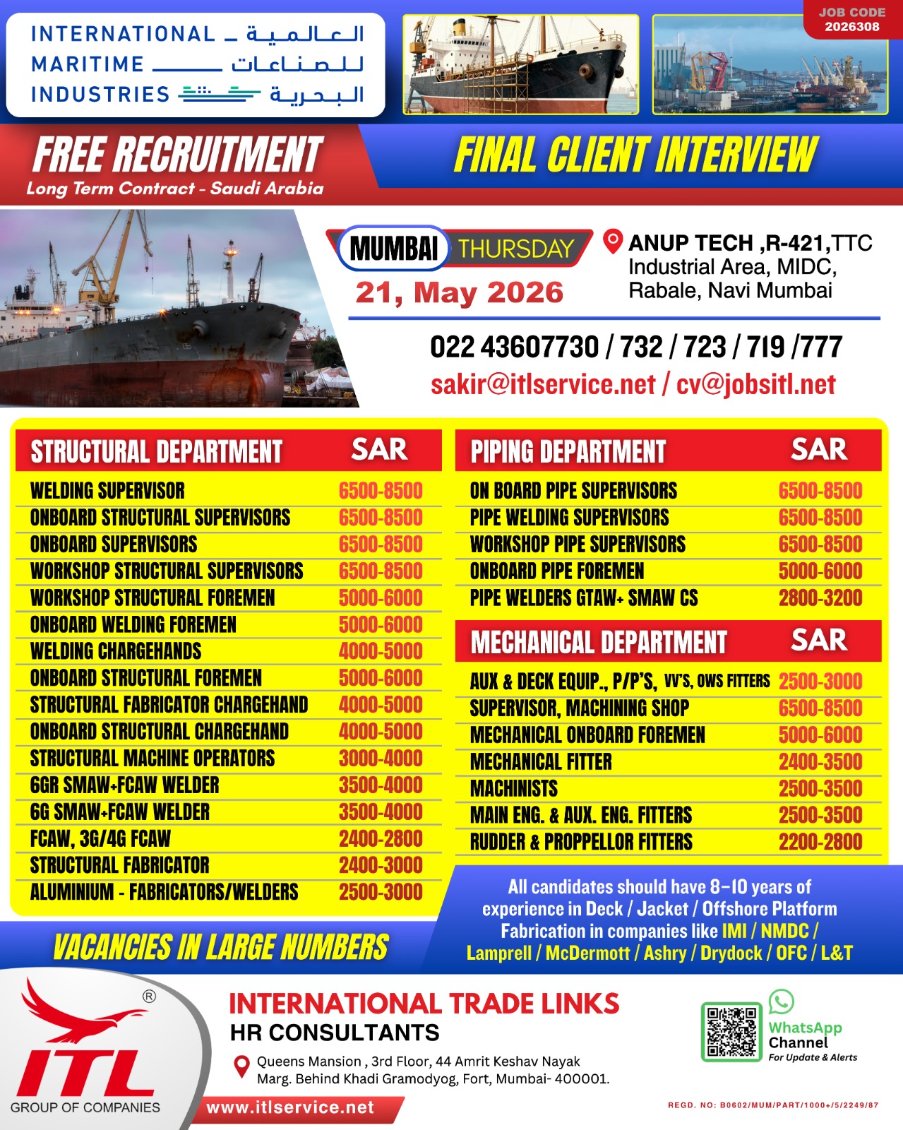 Urgent Hiring for Saudi Arabia