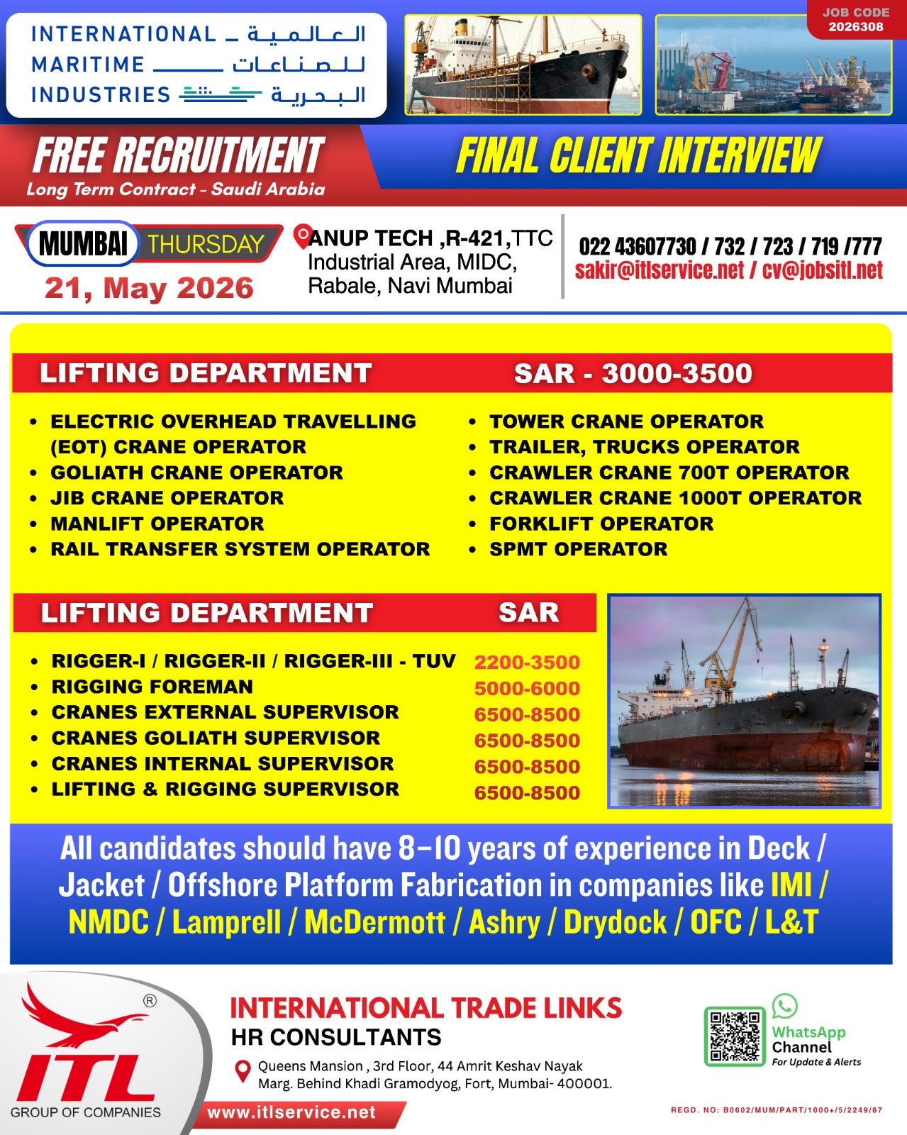 Urgent Hiring for Saudi Arabia