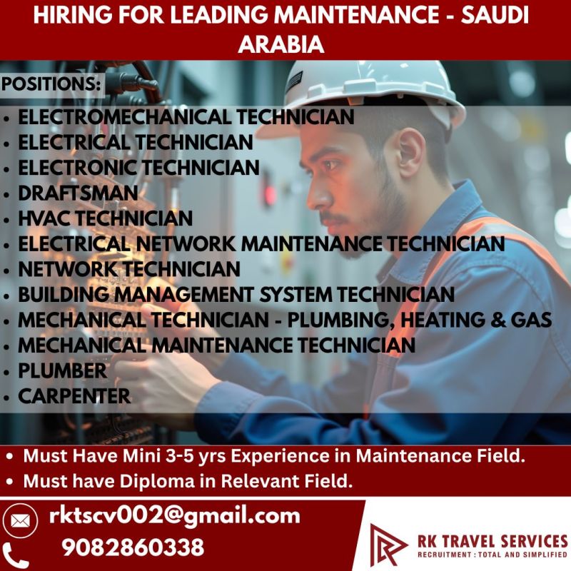 Urgent Hiring for Saudi Arabia