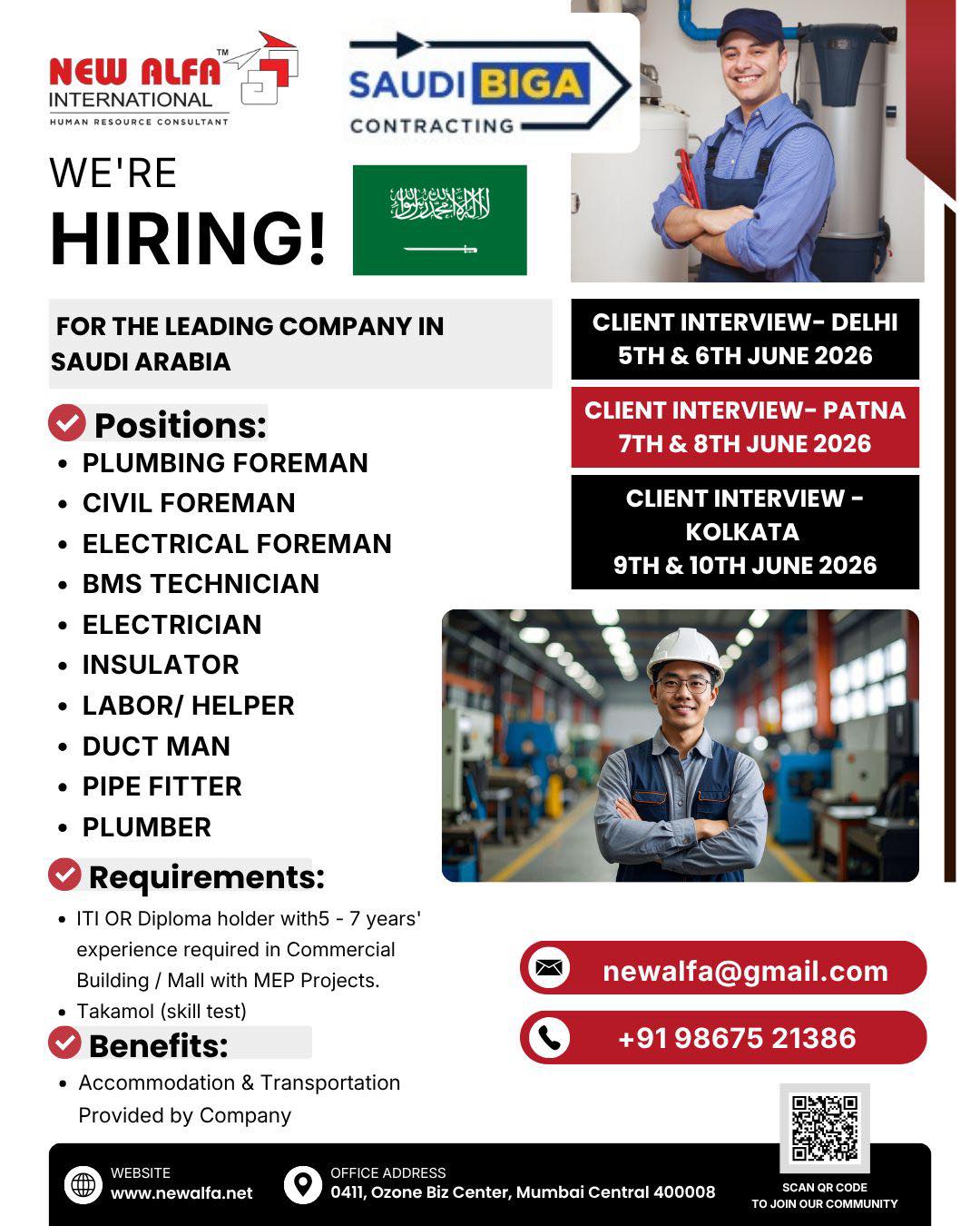 Urgent Hiring for Saudi Arabia