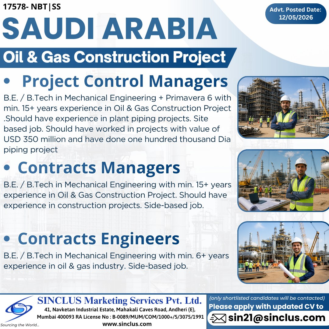 Urgent Hiring for Saudi Arabia
