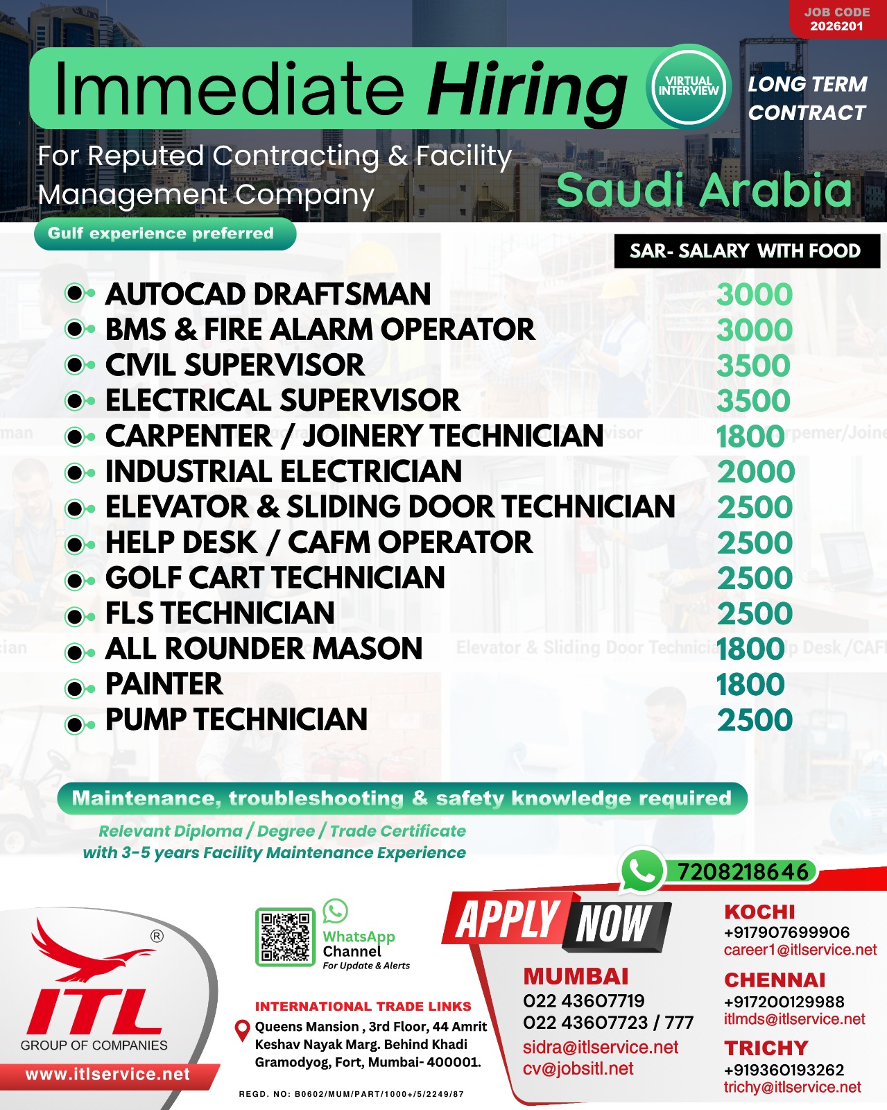 Urgent Hiring for Saudi Arabia