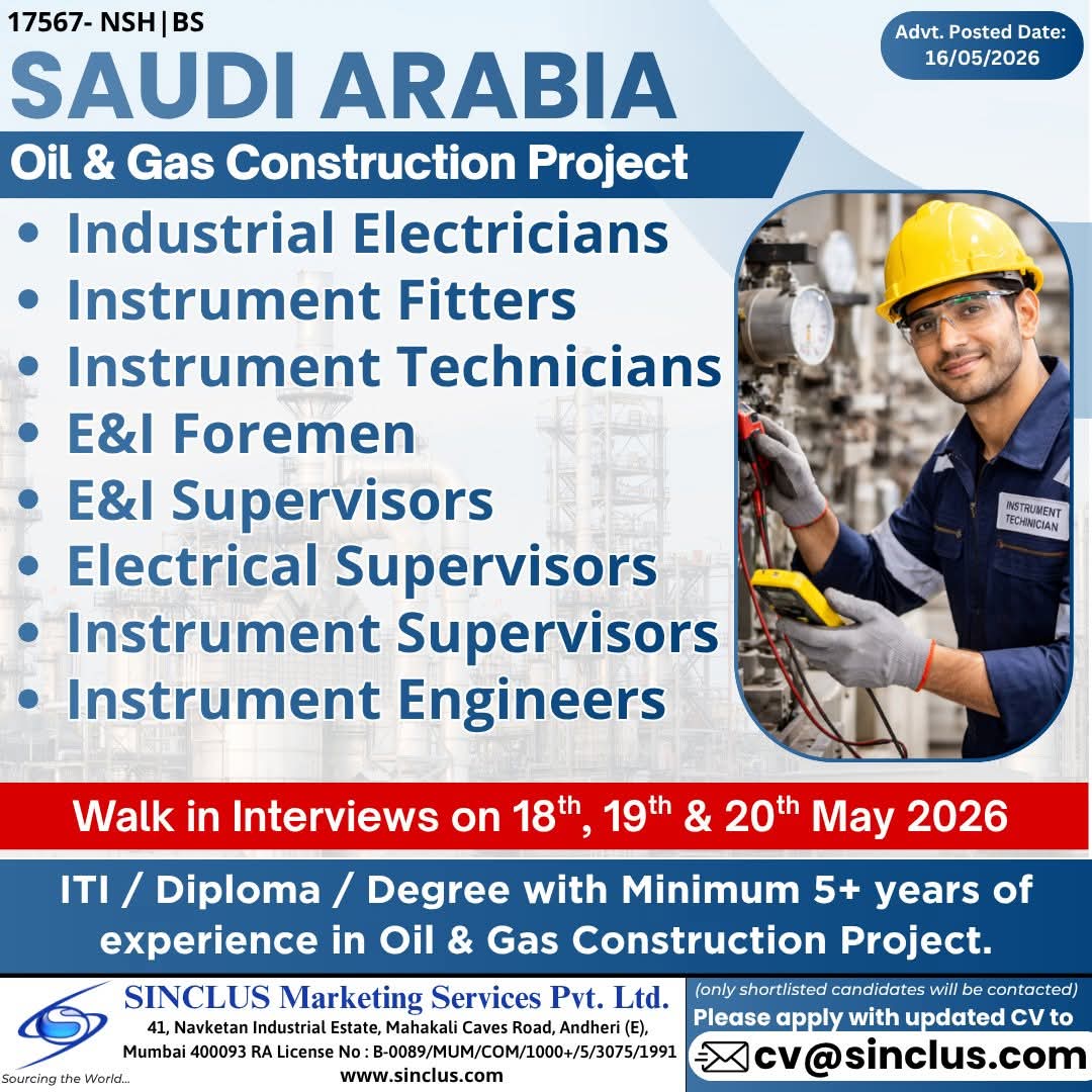 Urgent Hiring for Saudi Arabia