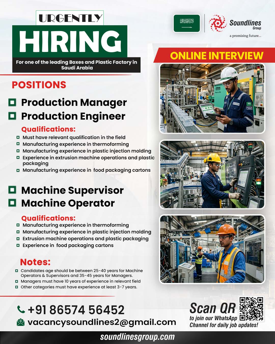 Urgent Hiring for Saudi Arabia