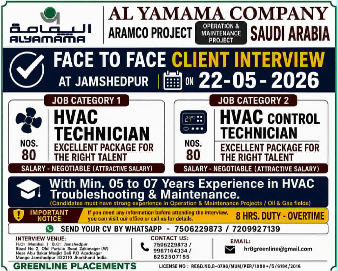 Urgent Hiring for Saudi Arabia