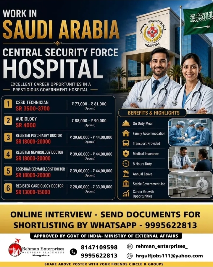 Urgent Hiring for Saudi Arabia
