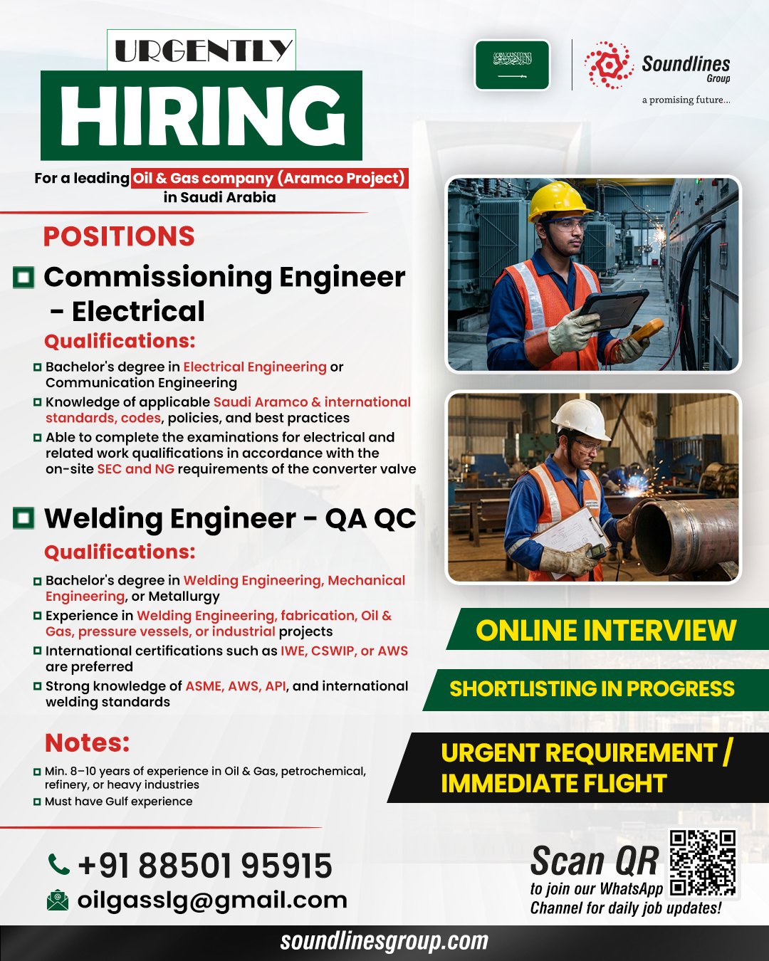 Urgent Hiring for Saudi Arabia