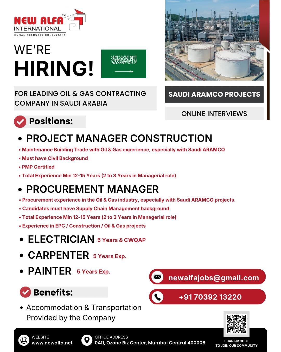 Urgent Hiring for Saudi Arabia