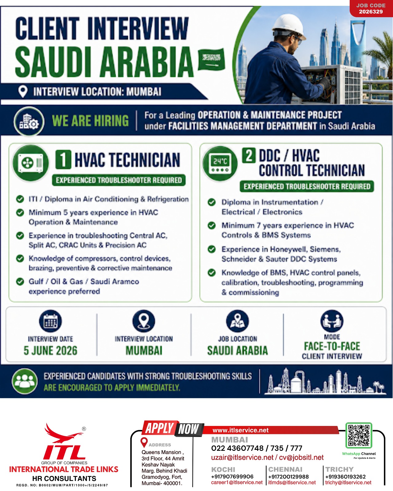 Urgent Hiring for Saudi Arabia