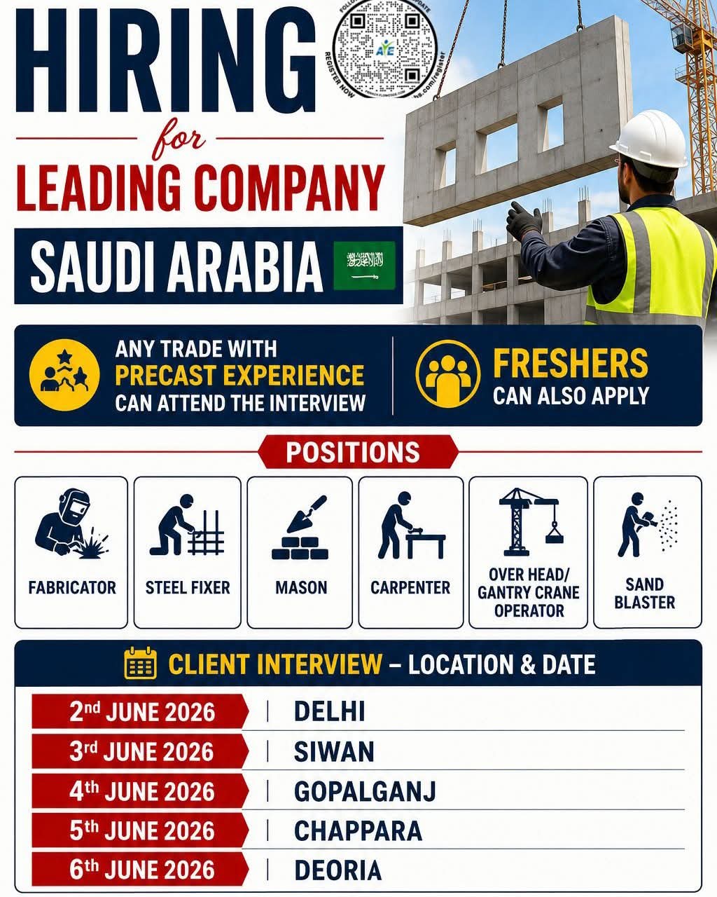 Urgent Hiring for Saudi Arabia