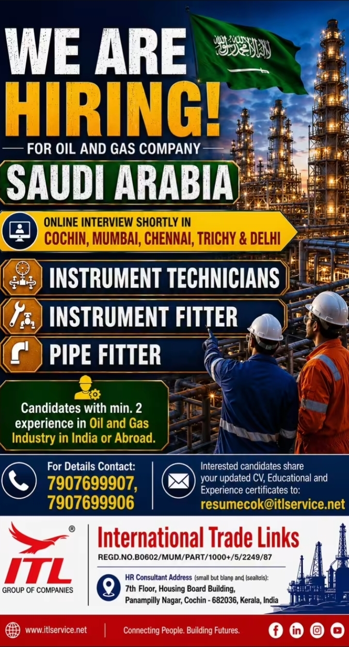 Urgent Hiring for Saudi Arabia