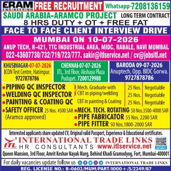 Urgent Hiring for Saudi Arabia