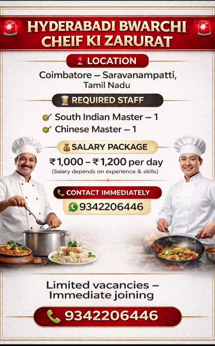 Urgent Hiring for Tamil Nadu