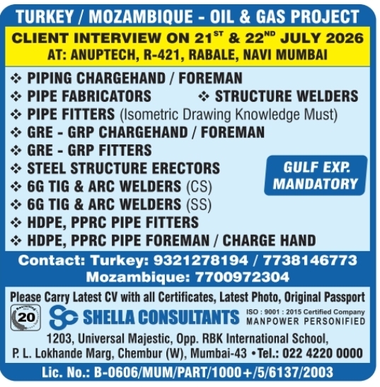 Urgent Hiring for Turkey and Mozambique