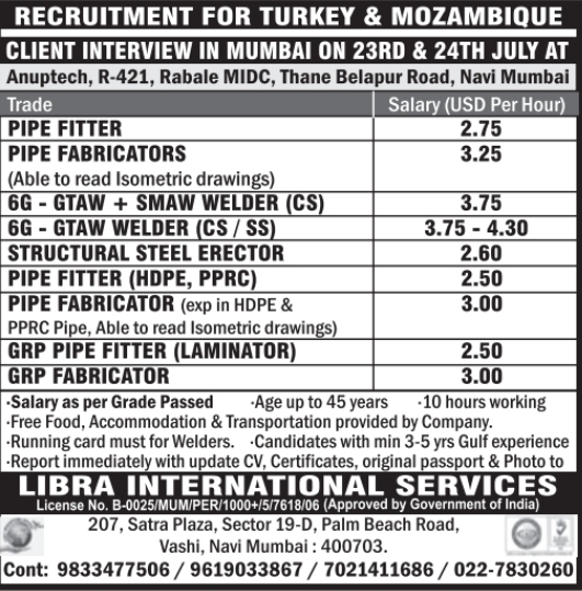 Urgent Hiring for Turkey and Mozambique