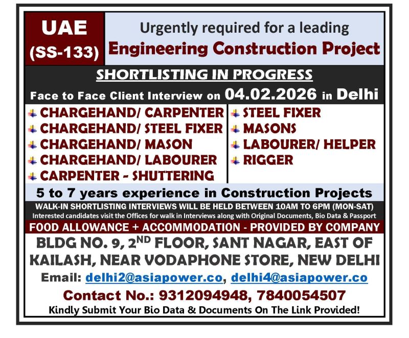 Urgent Hiring for UAE