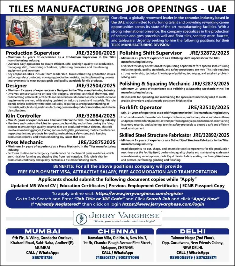 Urgent Hiring for UAE