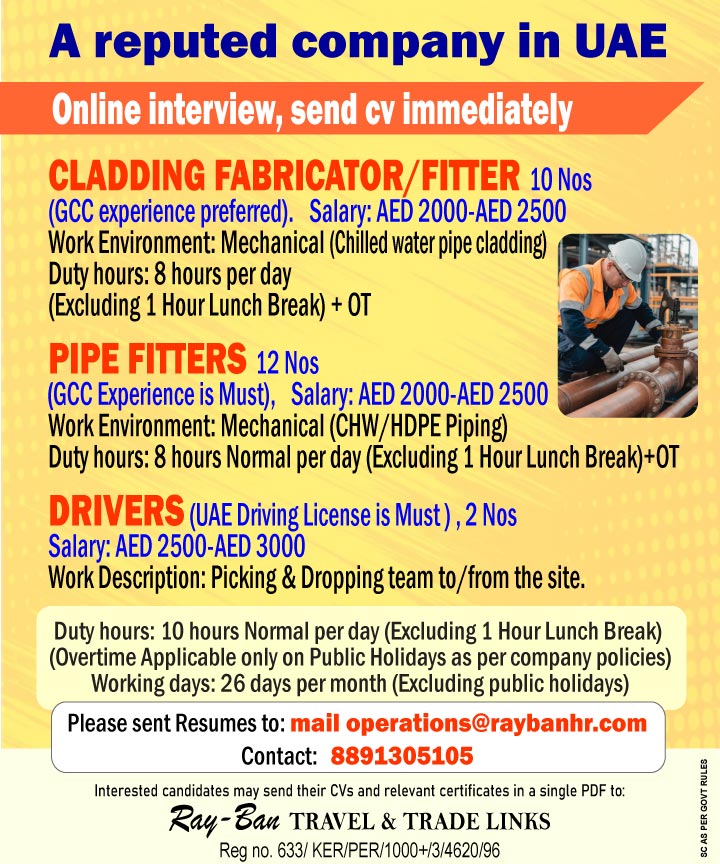 Urgent Hiring for UAE