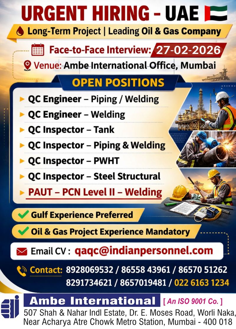 Urgent Hiring for UAE