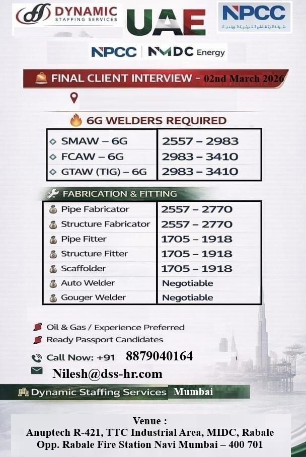 Urgent Hiring for UAE