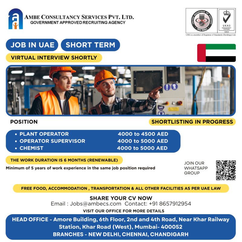 Urgent Hiring for UAE