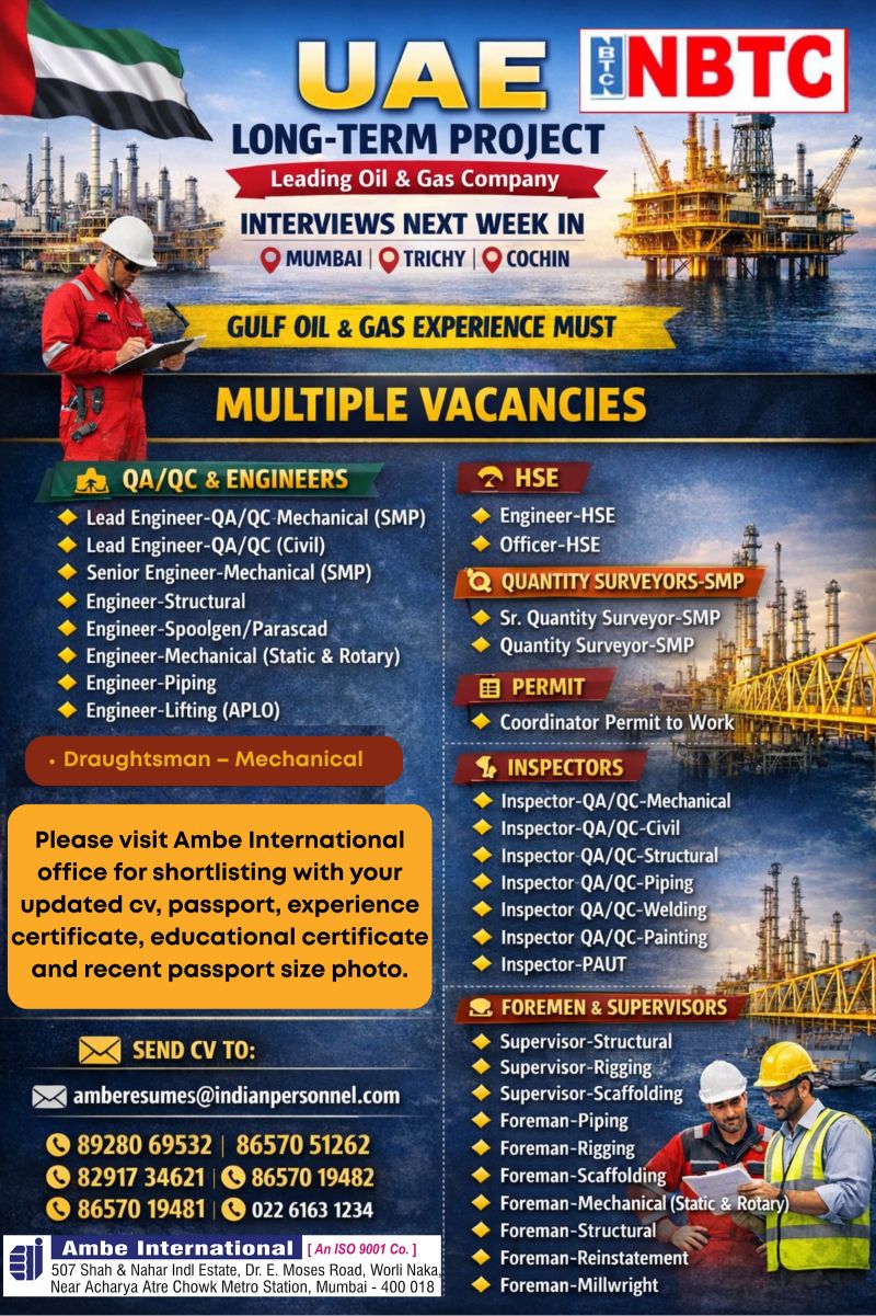 Urgent Hiring for UAE