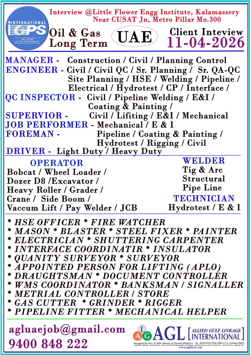 Urgent Hiring for UAE