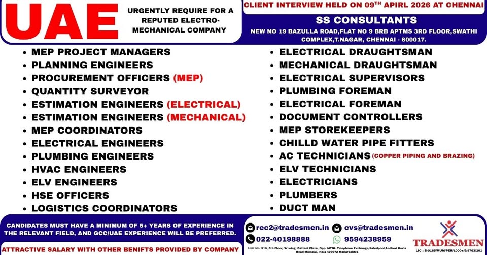 Urgent Hiring for UAE