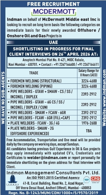 Urgent Hiring for UAE