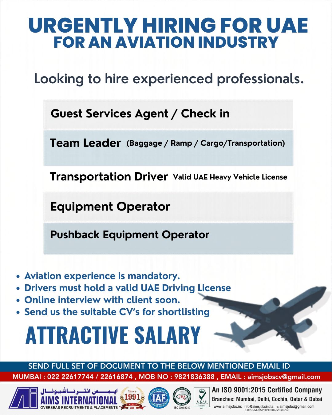 Urgent Hiring for UAE