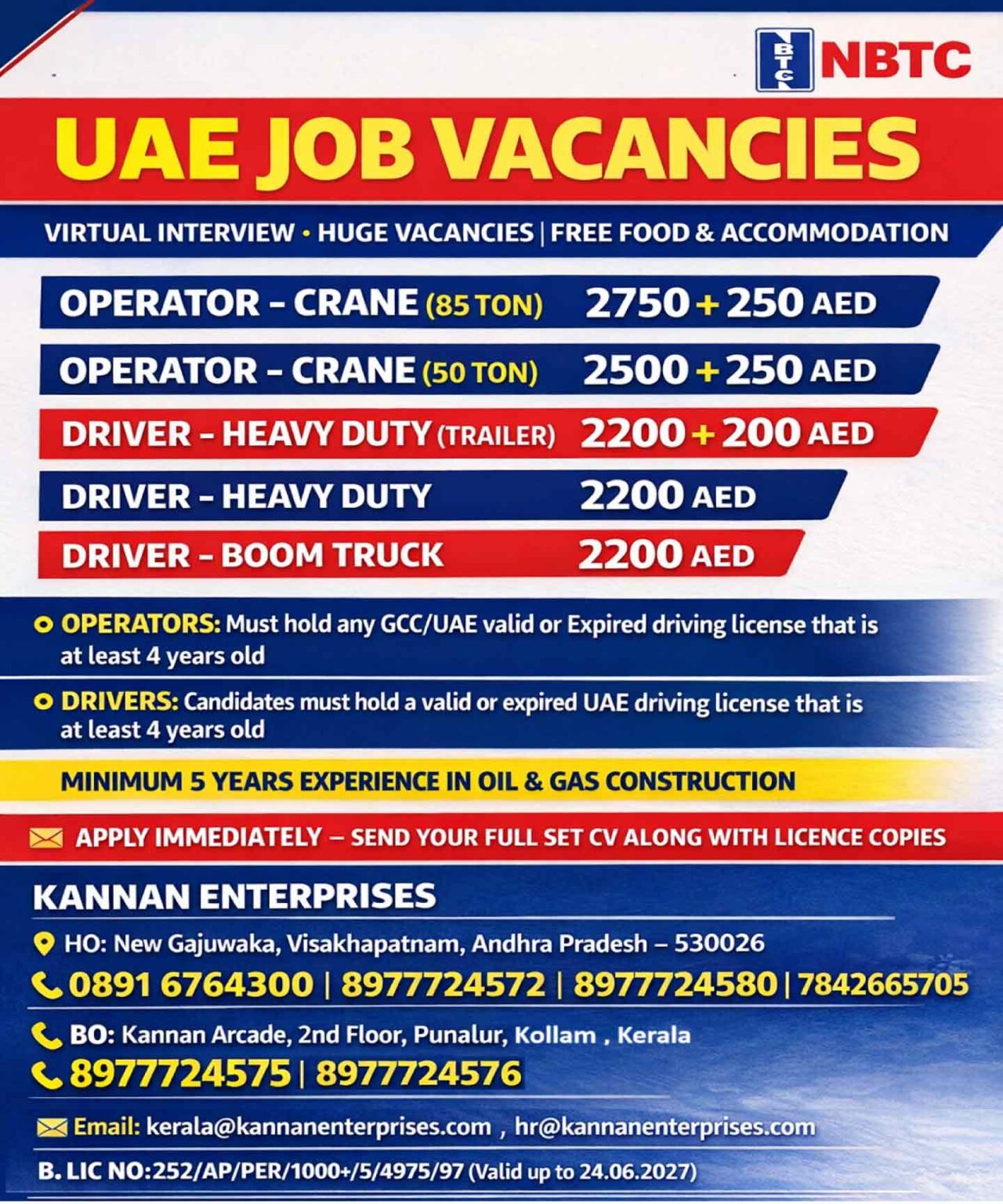 Urgent Hiring for UAE