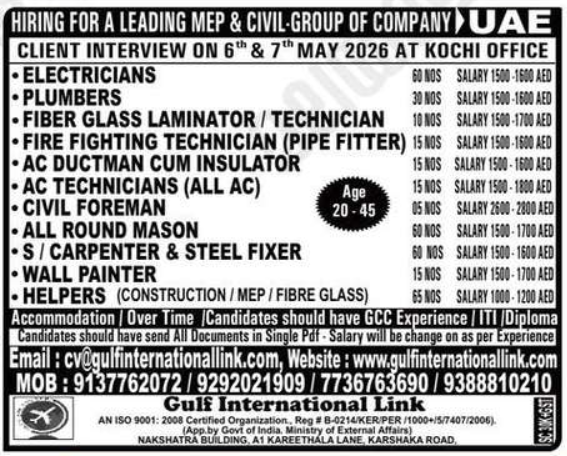 Urgent Hiring for UAE