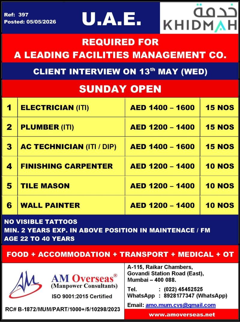 Urgent Hiring for UAE