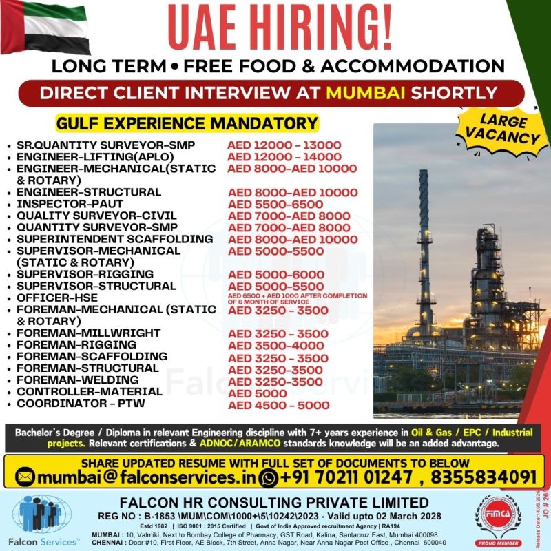 Urgent Hiring for UAE