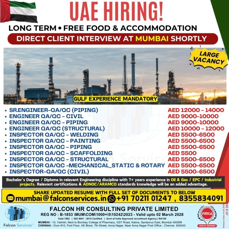 Urgent Hiring for UAE