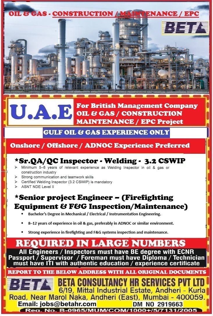Urgent Hiring for UAE
