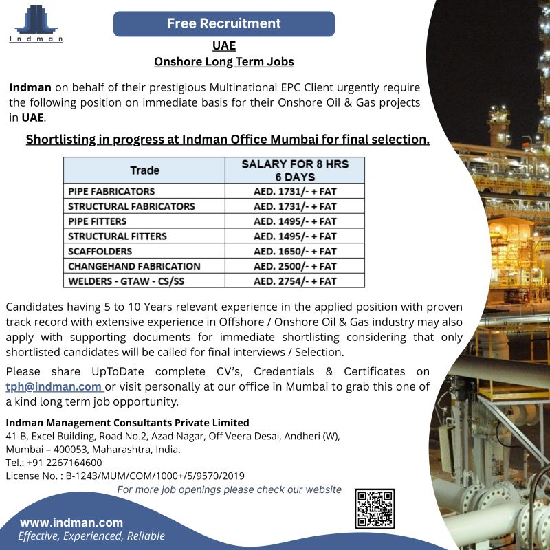 Urgent Hiring for UAE