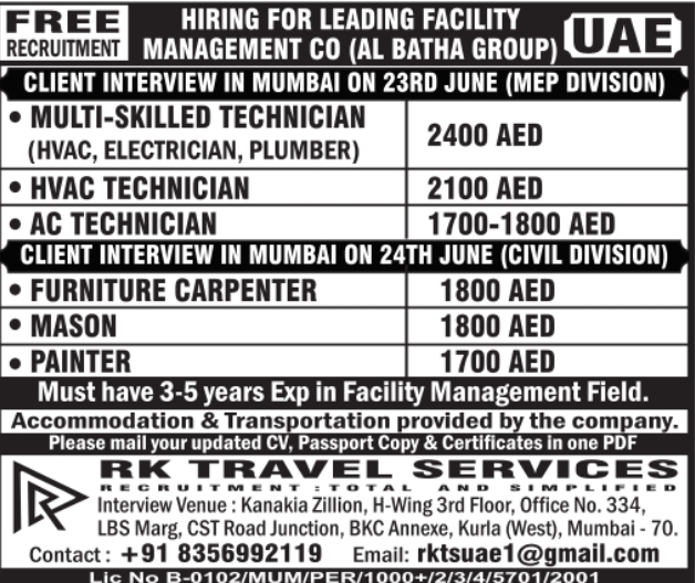 Urgent Hiring for UAE